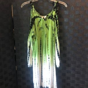 L tie-dye cold shoulder dress
